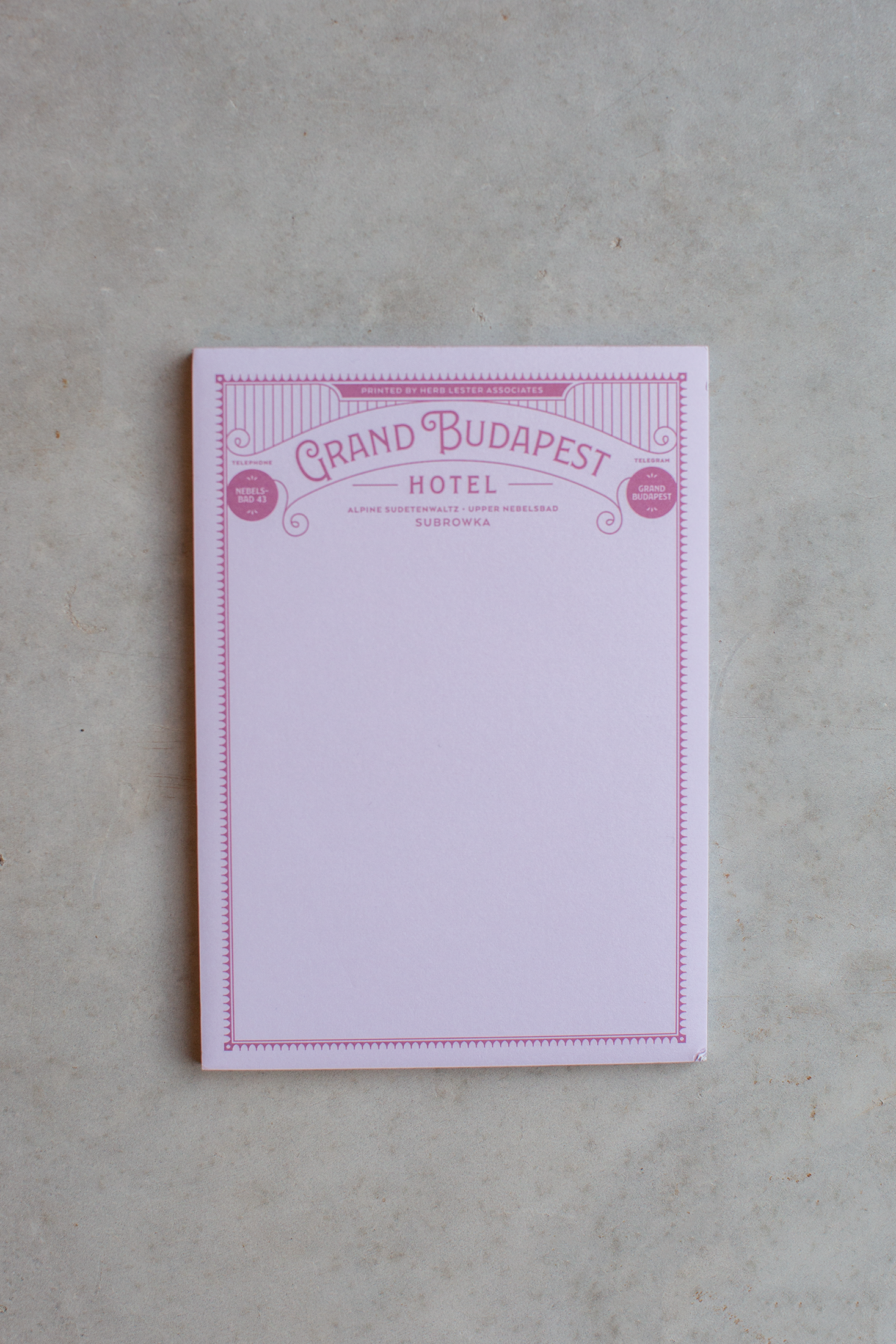 Grand Budapest Hotel Notepad Herb Lester