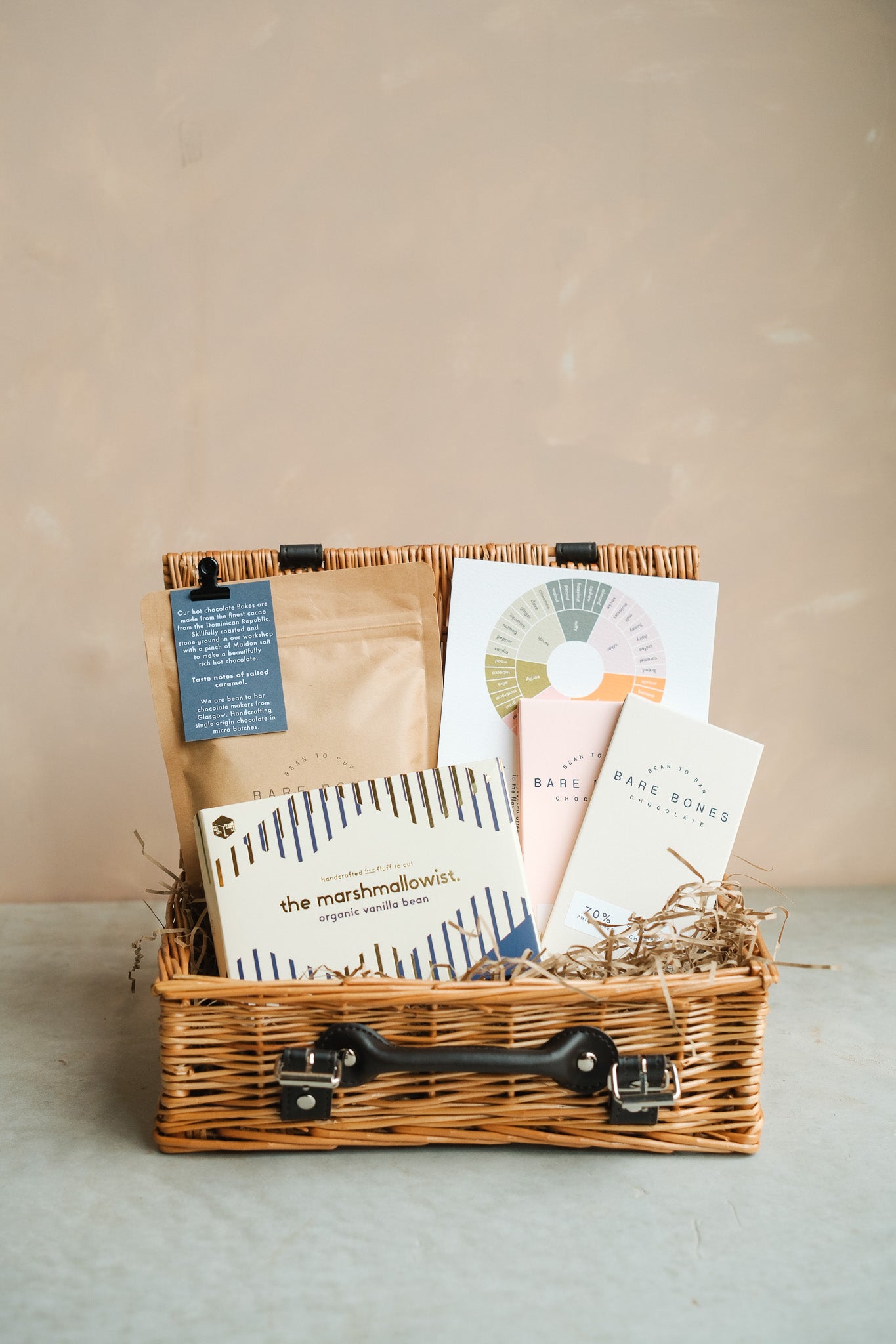 Bare Bones chocolate birthday hamper, single-origin bars, hot chocolate flakes and Madagascan vanilla marshmallows, Glasgow