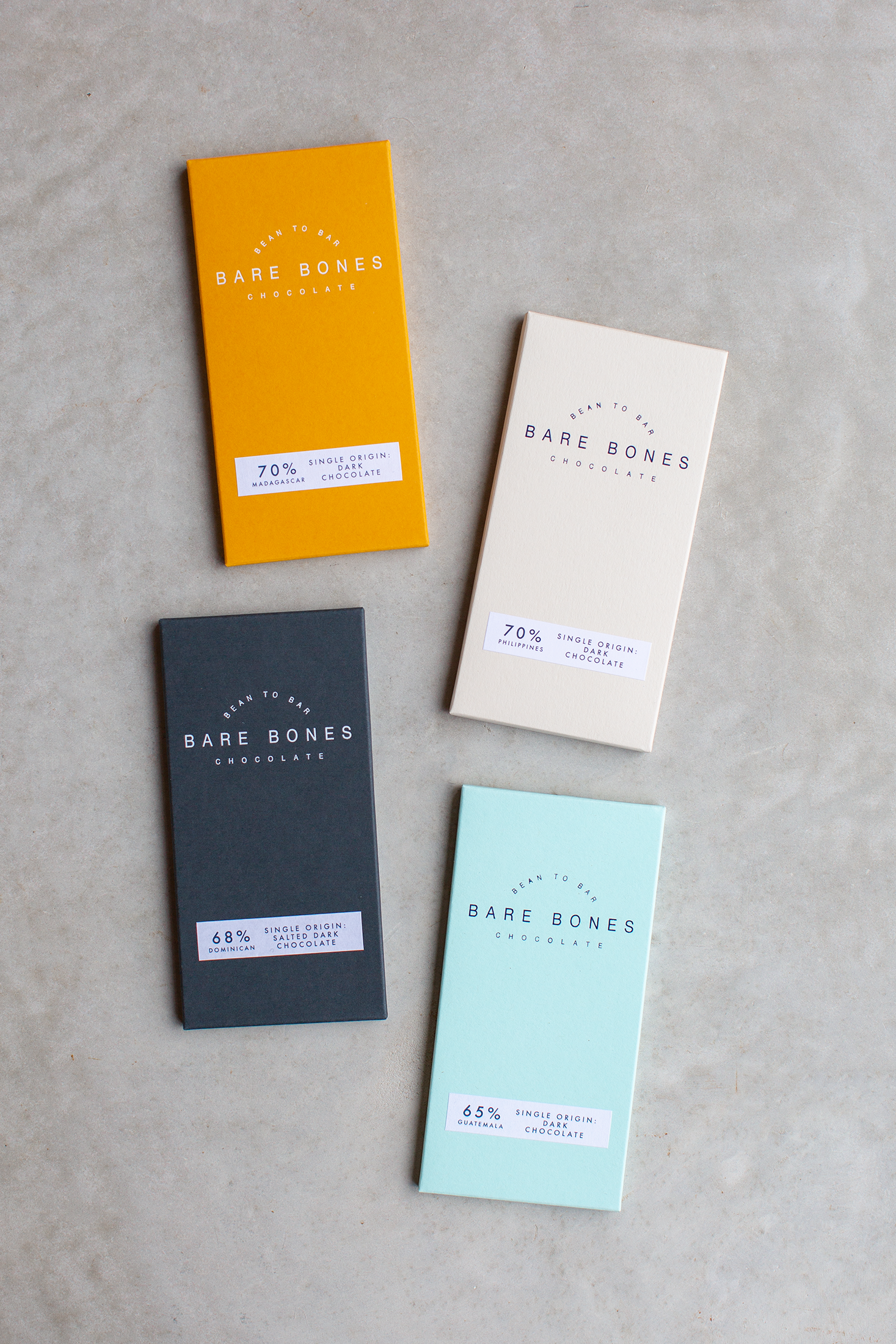 Bare Bones dark chocolate bar collection, single-origin bean to bar, Glasgow