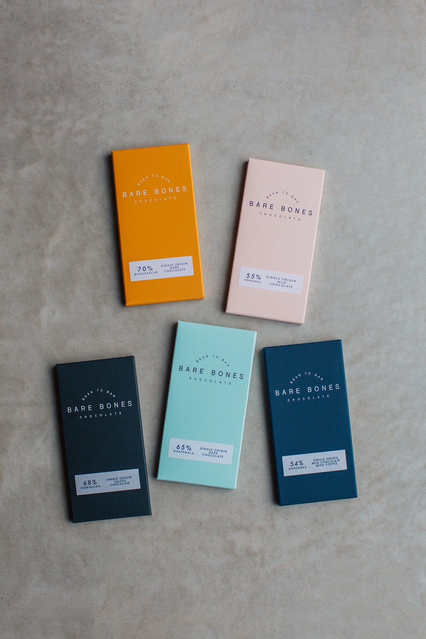Bare Bones five bar single-origin chocolate collection, bean to bar, Glasgow