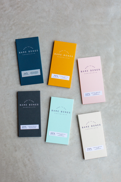 Bare Bones six bar single-origin chocolate collection, bean to bar, Glasgow